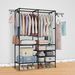 Clothing Rack Clothes Rack, 66'' Multifunctional Garment Rack For Hanging Clothes, 4 Tiers Portable Closet Rack With 4 Hooks & 2 Hanging Rods, Coated Metal Freestanding Closet Wardrobe System, Black_maomaolike.com