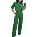 Women's Clothing new fashion cotton and linen short tops high waist wide leg suit pants _maomaolike.com