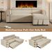 96" Multi-Functional Pull-Out Sofa Bed L-Shape Sectional Sofa With Adjustable Headrest, Wireless Charging, Cup Holders And Hidden Storage For Living Room, Bedroom, Office_maomaolike.com