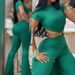 Women's clothing sexy round neck backless slim fit butt lift solid color bootcut jumpsuit sportswear_maomaolike.com
