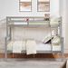 Twin Over Full Bunk Bed With Thick Posts,Wooden Bunk Bed With High Guardrail And Ladder For Kids, Teens, Dorm Rooms, And Guest Rooms,No Box Spring Needed,Grey_maomaolike.com