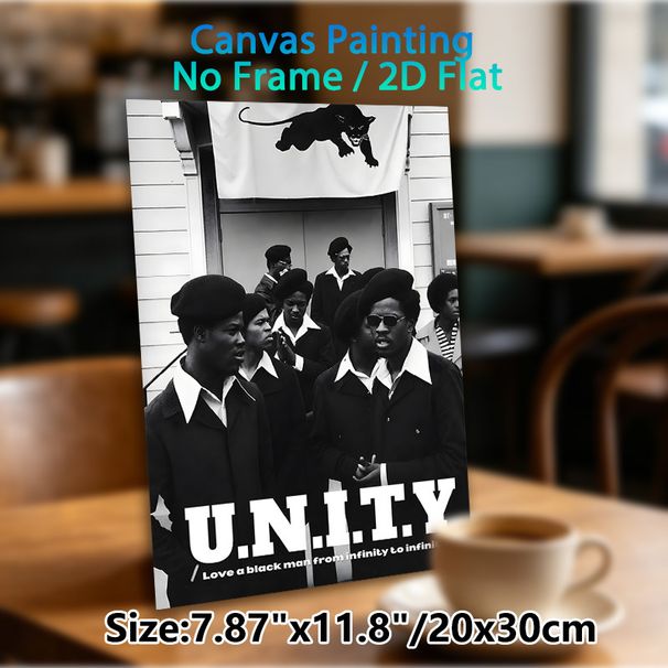 Unity & Black Panther Themed Painting Poster, Vintage Monochrome Group Portrait Poster, Meaningful Cultural Decor Piece For Home, Office Wall Display_maomaolike.com