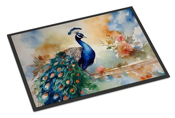 Peacock Doormat Front Door Mat Indoor Outdoor Rugs For Entryway, Non Slip Washable Low Pile, 24H X 36W_maomaolike.com