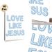 "Love Like Jesus" Religious Painting Poster, Soft Blue Minimalist Typographic Poster, Warm Spiritual Message Suitable For Home, Living Room Or Prayer_maomaolike.com