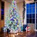 7.5FT Pre-Lit Spruce Snow Flocked Christmas Tree, Artificial Hinged Xmas Tree With 350 Multi-Color LED Lights, 8 Flashing Modes &1389 Snow Branch Tips, Holiday Office Home Décor_maomaolike.com