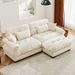 Over Size Modern Two-seater Sofa With Ottoman, Velvet 2-Seater With Round Bolster Armrests,With Waist Pillow And Throw Pillows,Small L Shape Sofa For Living Room, Reading Room , Loft And Bedroom,Cream_maomaolike.com