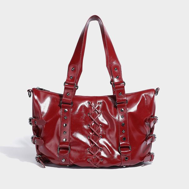 Strap Punk Rivet Design Handbag Tote 2026 Autumn Winter New Large Capacity Commuter Shoulder Underarm Bag_maomaolike.com