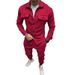 Men's clothing button suede casual jacket pants 2-piece set_maomaolike.com