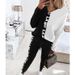 Women's yarn-dyed ribbon splicing long sleeve T-shirt pencil pants casual suit_maomaolike.com