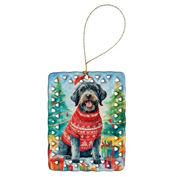 German Wirehaired Pointer Christmas Porcelain Ornament Christmas Tree Hanging Decorations For Home Christmas Holiday, Rectangle, Gift, Multicolor_maomaolike.com