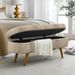 Ottoman Oval Storage Bench,Rubber Wood Legs, Gray (43.5"x16"x16")Brown_maomaolike.com