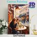Cherry Blossom Cafe Gathering Painting Poster, Warm-toned Impressionist Poster, Serene Scene Of Friends Enjoying Treats By Cherry-blossom Lined_maomaolike.com