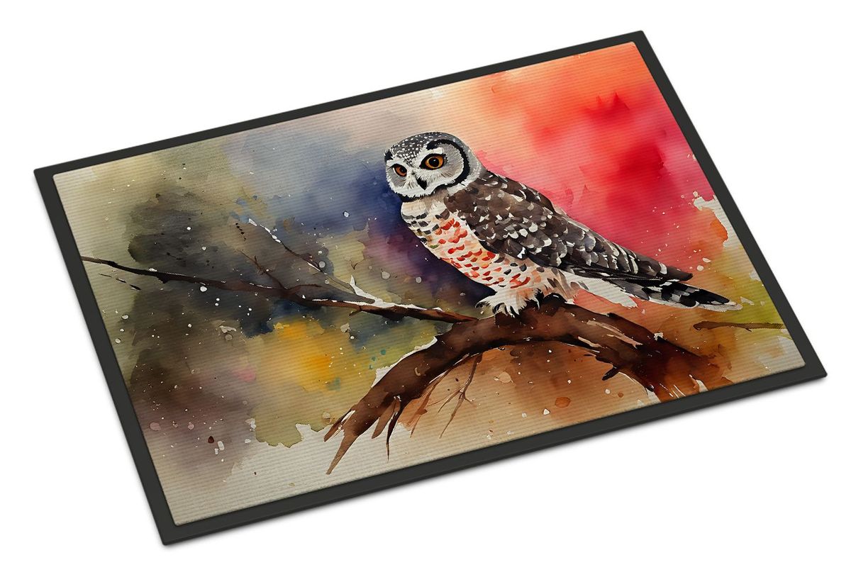 Northern Hawk Owl Doormat Front Door Mat Indoor Outdoor Rugs For Entryway, Non Slip Washable Low Pile, 24H X 36W_maomaolike.com