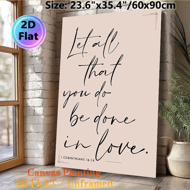 Bible Verse Painting Poster, Minimalist Calligraphy "Let All That You Do Be Done In Love" Poster, Inspirational Spiritual Wall Art For Bedroom, Living_maomaolike.com