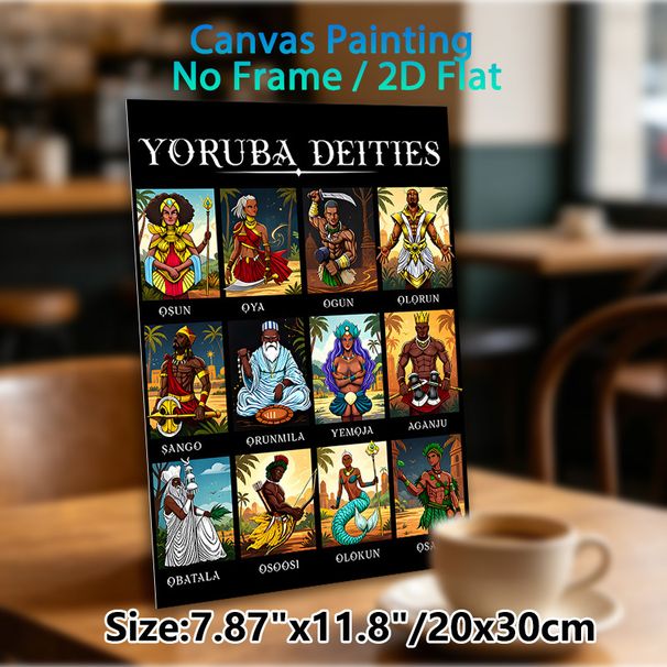 Yoruba Deities Painting Poster, Vibrant Illustrated Poster, Features Diverse Traditional Yoruba Deities, Cultural Artistic Decor Ideal For Home, Study_maomaolike.com