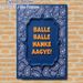 Paisley Themed Typography Painting Poster, Rich Blue Ethnic Pattern With Bold Orange Text Poster, Distinct Cultural Decor Ideal For Living Room_maomaolike.com