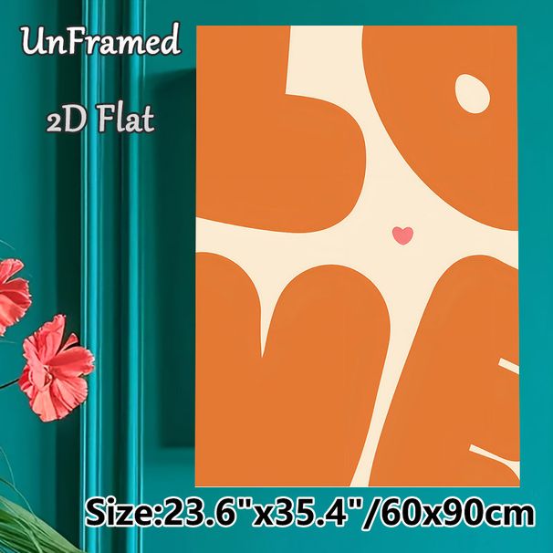 Abstract Geometric Heart Painting Poster, Warm-toned Minimalist Abstract Poster, Soft Color Palette Creates Gentle Ambiance, Ideal For Bedroom And_maomaolike.com
