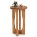 14 Inch Farmhouse End Table With Round Tray Top And Wood Cross Legs Solid Mahogany Wood_maomaolike.com