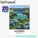Azores São Miguel Lake & Hydrangea Painting Poster, Lush Scenic Landscape Poster, Serene Natural View Decor Ideal For Home, Living Room And Office_maomaolike.com