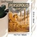 Persepolis Themed Painting Poster, Warm-hued Historical Ancient Persian Ruins Poster, Displays Iconic Winged Sculpture And Relief Carvings, Ideal For_maomaolike.com