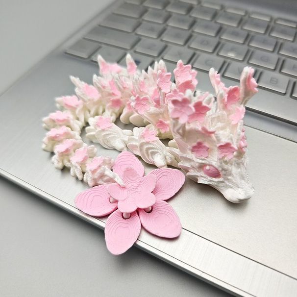 Trendy 3D Printed Sakura Dragon Toy Model With Movable Joints Realistic Animal Figurine Doll Hand Figure Children's Gift_maomaolike.com