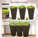 Outsunny Set Of 3 Tall Planters With Drainage Hole, 28" Outdoor Flower Pots, Indoor Planters For Porch Patio And Deck, Brown_maomaolike.com