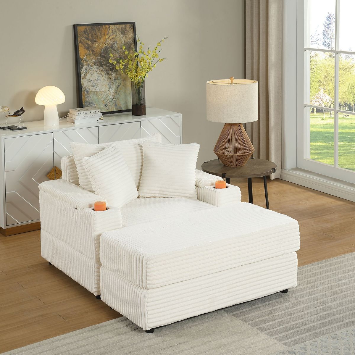 sofa With 2 Toss Pillows And A Ottoman ,Comfy Sofa- Deep Seat Couch For Living Room_maomaolike.com
