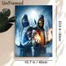 Ninja Warrior Painting Poster, Mysterious Dark Fantasy Style Poster, Hooded Warriors With Ice And Fire Powers In Snowy Forest, Striking Wall Decor For_maomaolike.com