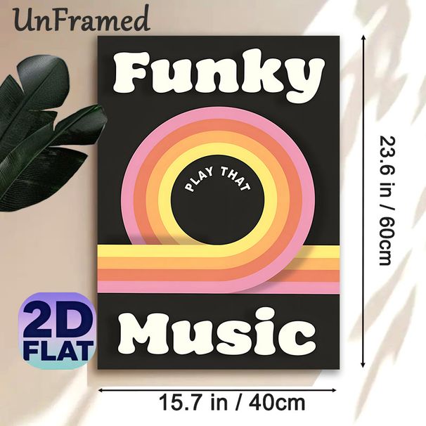 Funky Music Theme Painting Poster, Vintage Warm-toned Rainbow Graphic Poster, Stylish Music-inspired Decor Ideal For Living Room, Music Studio And_maomaolike.com