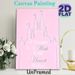 Castle Themed Painting Poster, Soft Pink Minimalist Line Art Castle Poster, Inspirational "A Dream Is A Wish Your Heart Makes" Quote For Bedroom_maomaolike.com