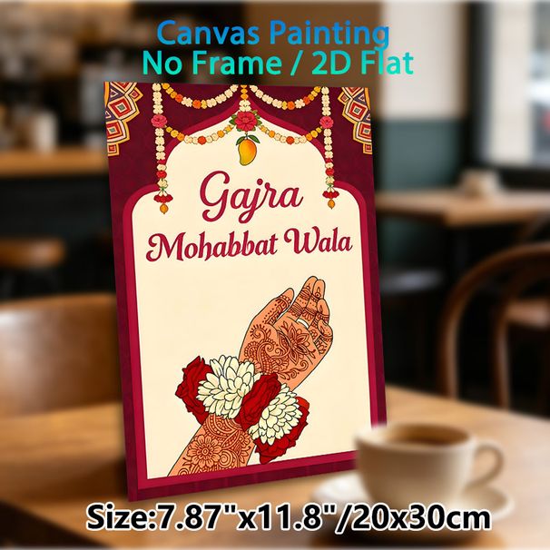 Indian Wedding Henna & Floral Gajra Painting Poster, Vibrant Traditional Indian Festive Poster, Cultural Decorative Piece Suitable For Wedding Venue_maomaolike.com