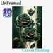 Emerald Rose Painting Poster, Elegant Gold-outlined Floral Poster, Sophisticated Dark Green Roses With Delicate Golden Trim, Stylish Wall Decor For_maomaolike.com