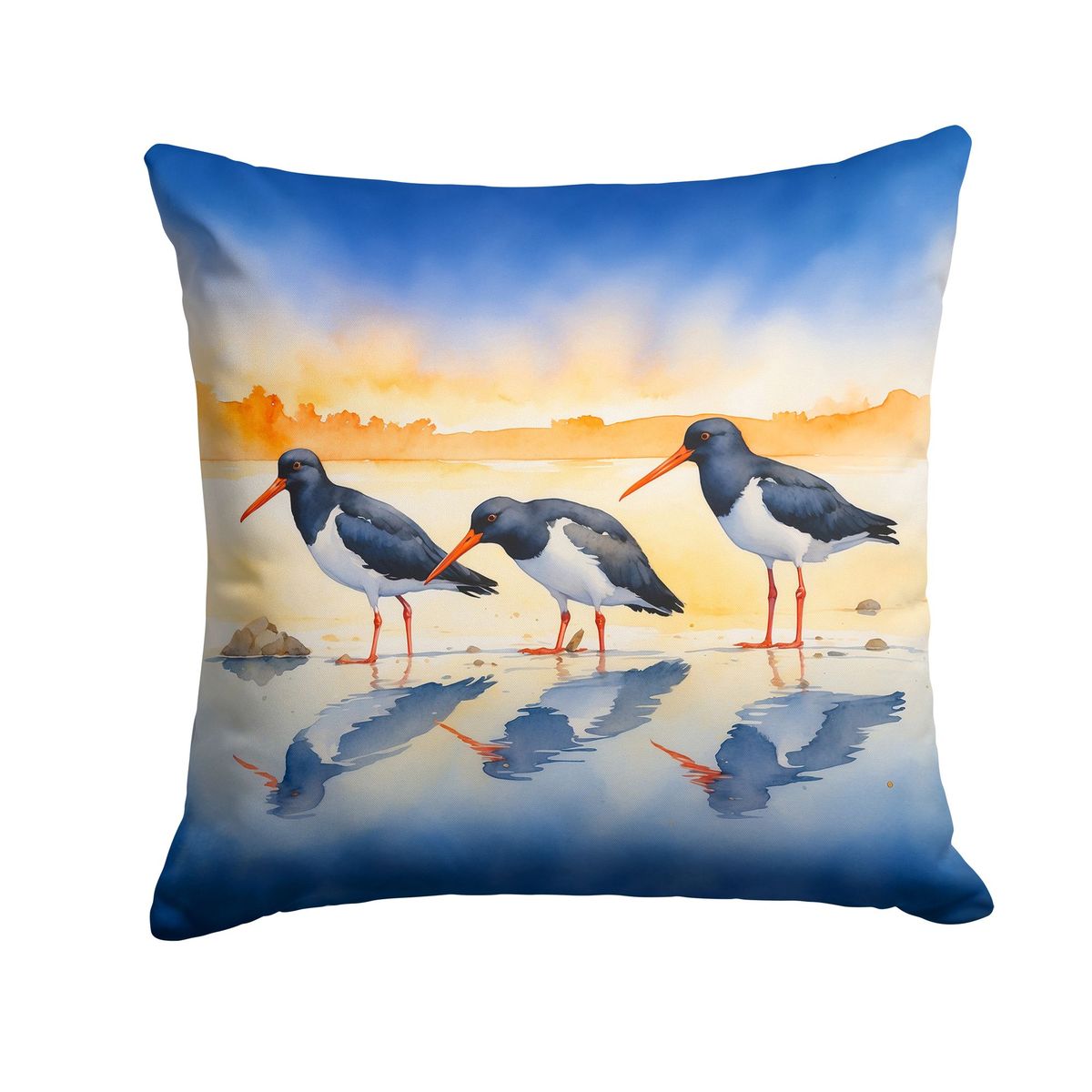Oystercatchers Foraging Throw Pillow Machine Washable, Indoor Outdoor Decorative Pillow For Couch, Bed Or Patio, 14Hx14W_maomaolike.com