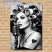 Vintage Singer Painting Poster, Monochrome Retro Glamour Scene Poster, Stylish Nostalgic Decor Idea For Bedroom, Living Room, Music Studio_maomaolike.com