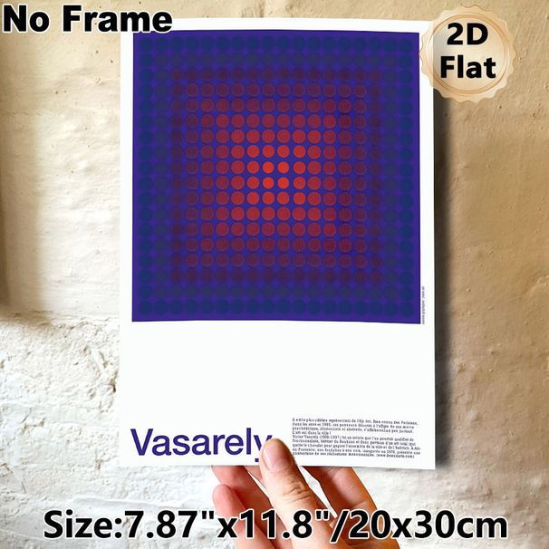 Op Art Dot Gradient Painting Poster, Deep Blue & Red Gradient Dot Abstract Poster, Eye-catching Optical Illusion Design, Ideal For Modern Living Room_maomaolike.com