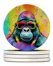 Hippie Animal Gorilla Large Sandstone Coasters Pack Of 4 Absorbent Round Coasters Decor Gifts For Men Or Women, 4 In, Multicolor_maomaolike.com