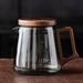 Smoked Glass Teapot With Walnut Wood Handle, Office Tea-water Separation Kettle, High-temperature Resistant High_maomaolike.com