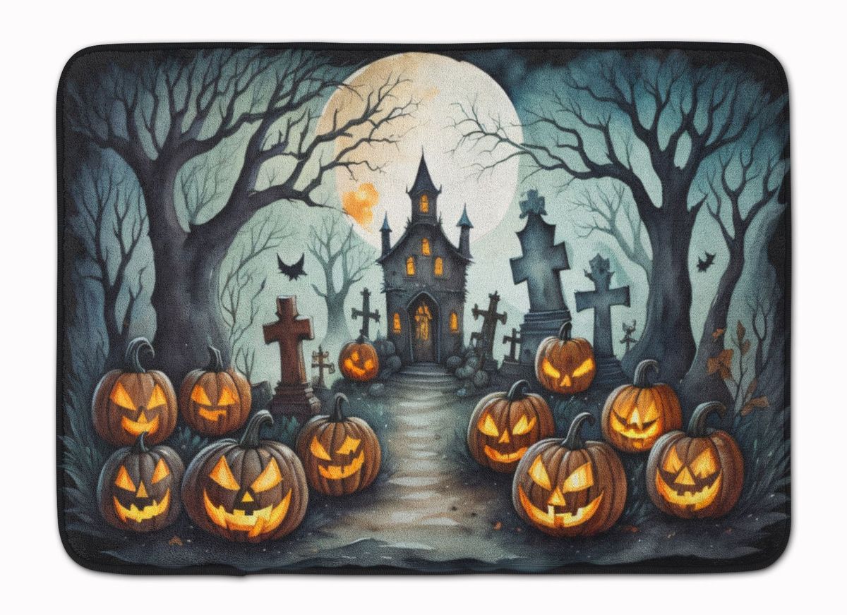Graveyard Spooky Halloween Memory Foam Kitchen Mat Machine Washable Anti-Fatigue Mat Cushion Comfort Bath Mat Or Kitchen Rug_maomaolike.com