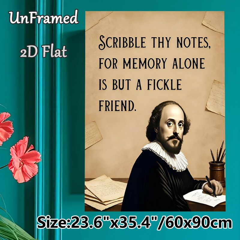 Shakespeare Quote Painting Poster, Vintage Literary-style Poster, Inspirational Note-taking Reminder, Ideal For Home Office And Study Room_maomaolike.com