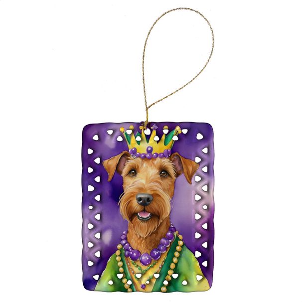 Irish Terrier King Of Mardi Gras Porcelain Ornament Christmas Tree Hanging Decorations For Home Christmas Holiday, Rectangle, Gift, Multicolor_maomaolike.com