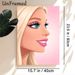 Blonde Glamorous Lady Painting Poster, Soft Pink-toned Cartoon Style Poster, Elegant Portrait With Vivid Blue Eyes And Glossy Pink Lips, Ideal For_maomaolike.com