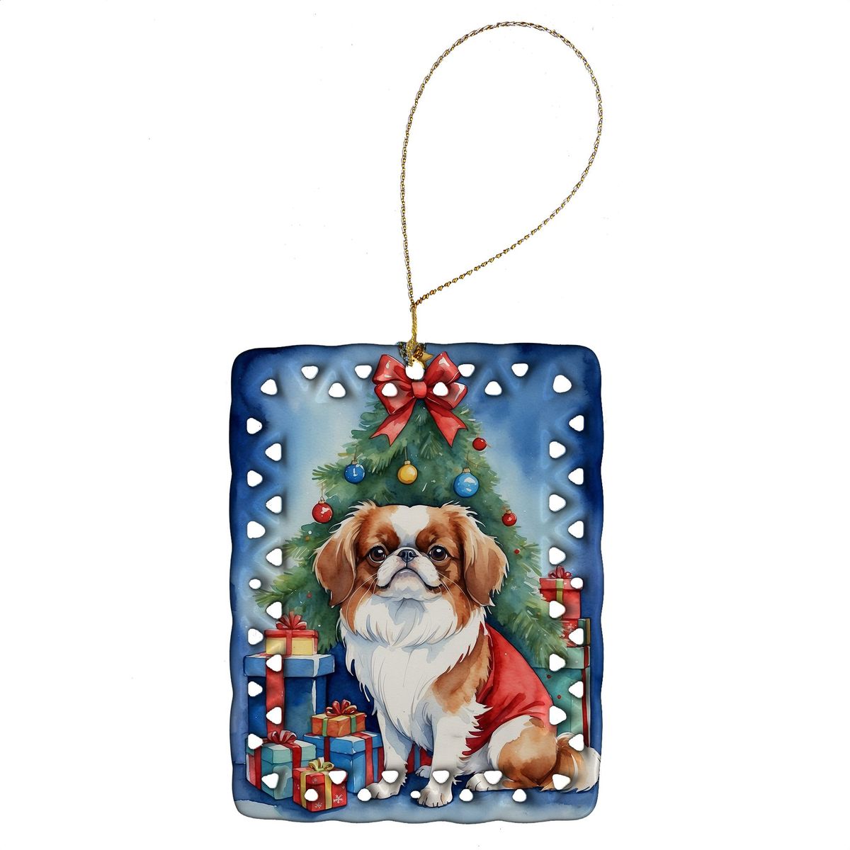 Japanese Chin Christmas Reindeer Porcelain Ornament Christmas Tree Hanging Decorations For Home Christmas Holiday, Rectangle, Gift, Multicolor_maomaolike.com