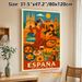 Spain Themed Painting Poster, Vintage Vibrant Spanish Cultural Scene Poster, Showcases Flamenco Dance, Local Cuisine & Iconic Landmarks, Ideal For_maomaolike.com
