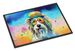 Bearded Collie Hippie Dawg Doormat Front Door Mat Indoor Outdoor Rugs For Entryway, Non Slip Washable Low Pile, 24H X 36W_maomaolike.com