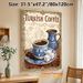 Turkish Coffee Painting Poster, Vintage Ornate Framed Poster, Showcasing Decorated Coffee Cup, Pot, Beans And Delight, Brings Warm Nostalgic Vibe_maomaolike.com
