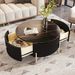 Modern Round Coffee Table With 2 Large Drawers Storage Accent Table(31.5'')_maomaolike.com
