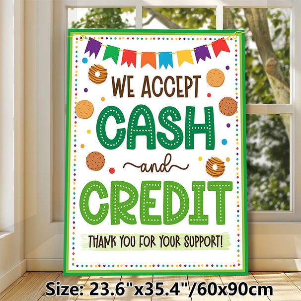 Payment Notice Painting Poster, Vibrant Playful Design With Cookies And Bunting Poster, Clear Payment Method Reminder, Ideal For Bakery Shops And_maomaolike.com