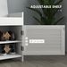 Shoe Storage Bench, Modern Entryway Bench With Cushion, Hidden Compartments, Adjustable Shelves, Shutter Doors, White_maomaolike.com