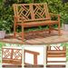 Outdoor Bench Wood 2-Person Patio Loveseat Chair With Geometric Backrest Construction For Up To 660 Lbs For Porch, Backyard, Patio, Etc_maomaolike.com