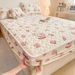 Cartoon Milk Velvet Quilted Sheet Single Piece 1.2m 1.5/1.8 Thickened Coral Fleece Cover Non-Slip Bed Set_maomaolike.com